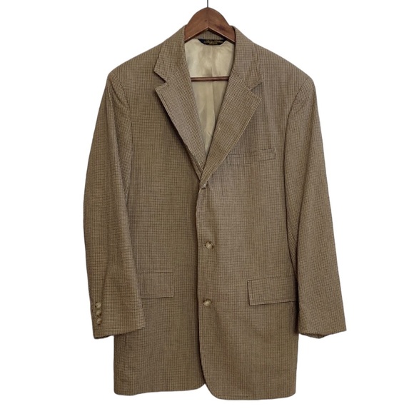Brooks Brothers Sport Coat Mens 39S Tan Red Green Check Blazer Made in USA - Picture 2 of 15